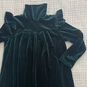 SHEIN Kids Formal Dress in Dark Green Velvet